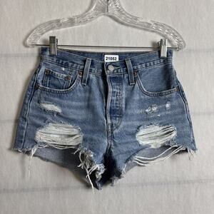 Levi's Women’s Size 25 Blue Wash High Rise Cut Off 501 Denim Shorts